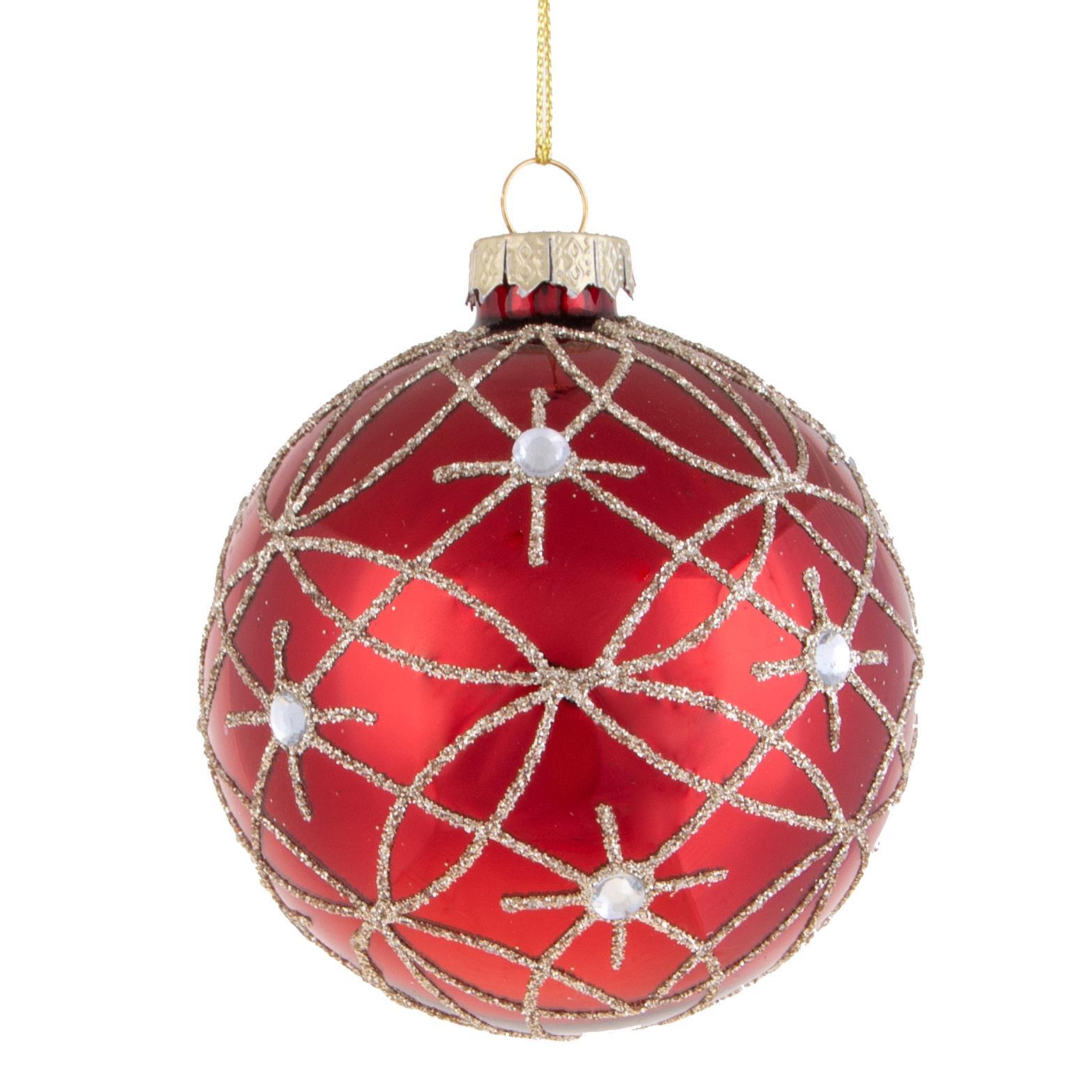 Sfera con decori e diamanti - Pezzi 12 - ROSSO - Bianchi Dino SpA