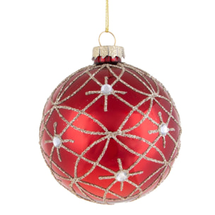 Sfera con decori e diamanti - Pezzi 12 - ROSSO - Bianchi Dino SpA