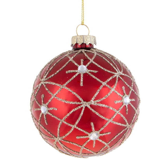 Sfera con decori e diamanti - Pezzi 12 - ROSSO - Bianchi Dino SpA