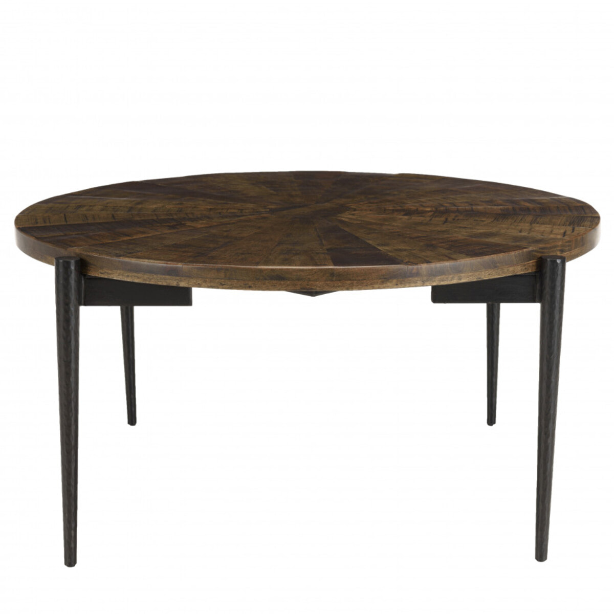 KIARA - Table basse ronde 80x80cm bois recyclé pieds métal