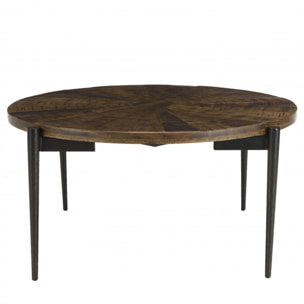 KIARA - Table basse ronde 80x80cm bois recyclé pieds métal