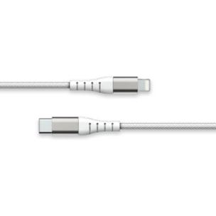 Câble Lightning FORCE POWER vers USB-C Renforcé 1.2m Recyclé Blanc
