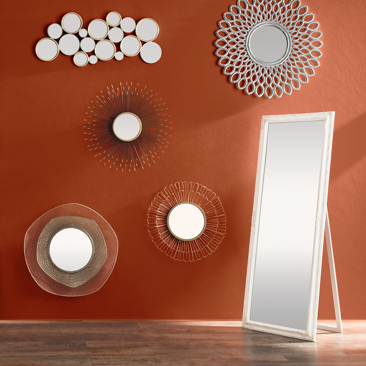 Miroir sur pied - bois - blanc 62x172 cm