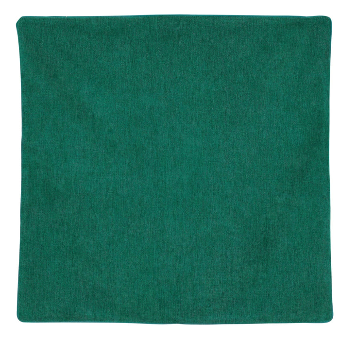 Housse de coussin passepoilée  - Effet velours - Vert emeraude