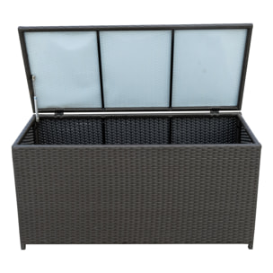 Coffre malle de rangement 118L x 54l x 59H cm résine tressée imitation rotin café foncé