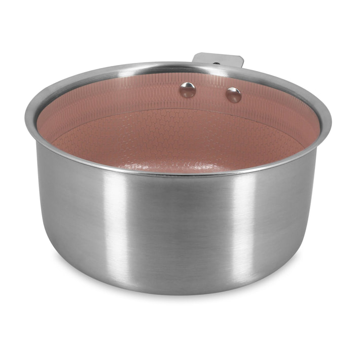 Casserole 20cm en acier inoxydable rose AGLAE