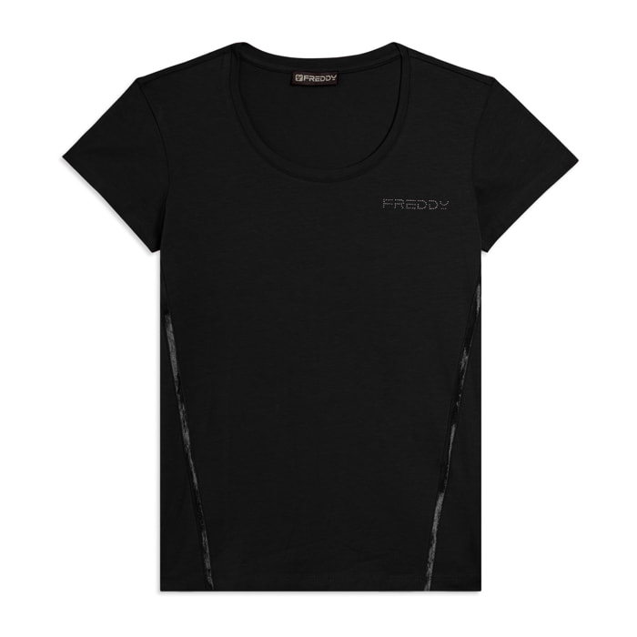 T-shirt Manica Corta con Logo FREDDY e Inserti Elastici