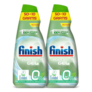 Finish 0% Gel para el lavavajillas 60 lavados, 2 unidades