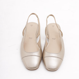 SLINGBACK FLAT PUNTALE PLATINO