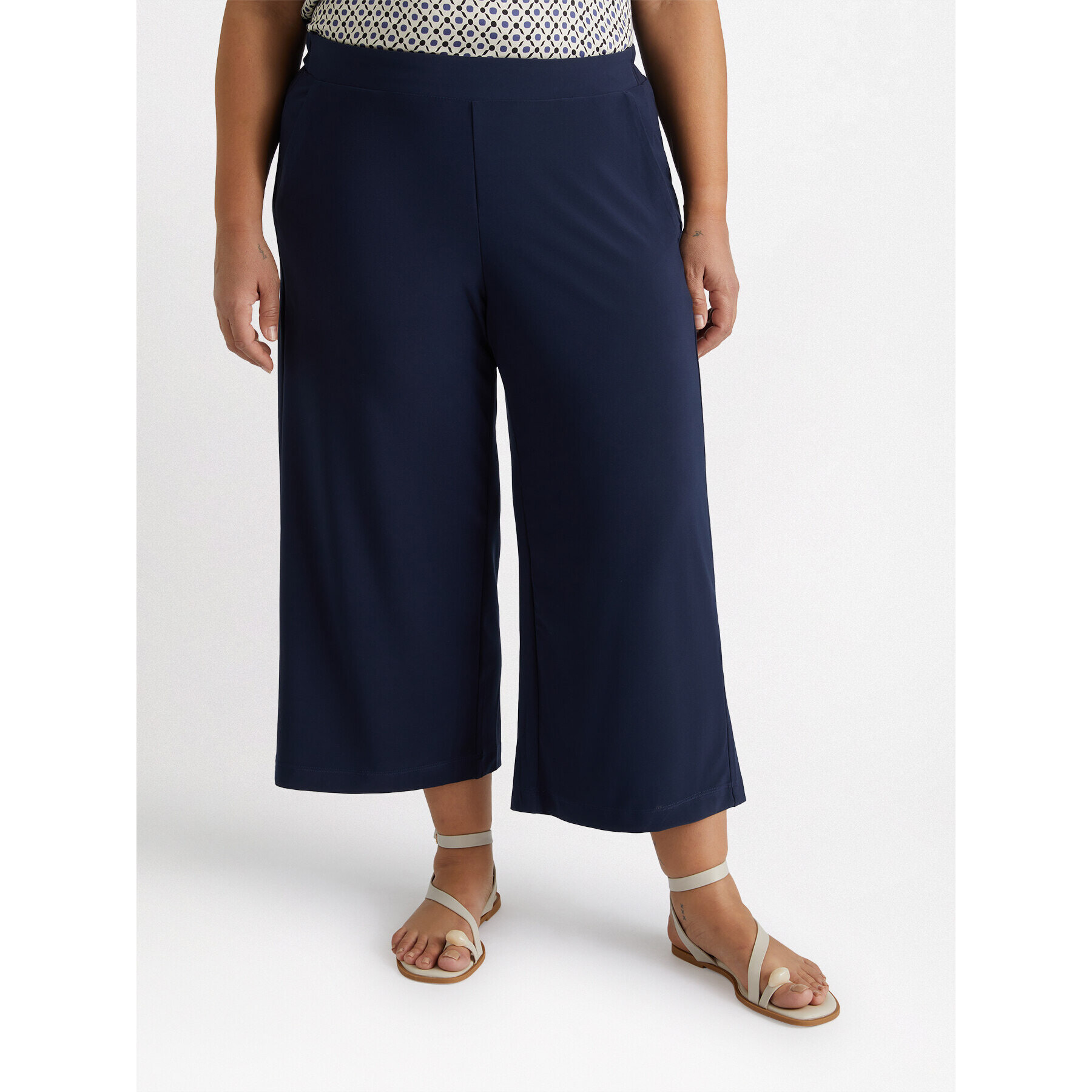 Fiorella Rubino - Pantaloni cropped ampi in jersey - Blu