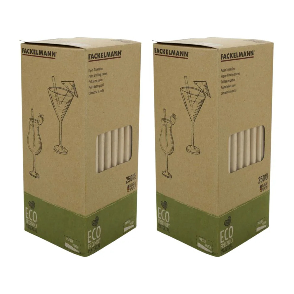 Lot de 500 pailles en papier brun 21 cm Fackelmann Nature