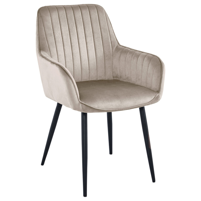 Set di 2 sedie con braccioli Solden in velluto beige