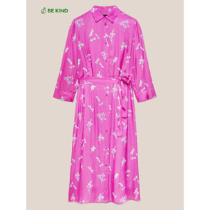 Elena Mirò - Vestido camisero estampado de viscosa ECOVERO™ - Fuchsia