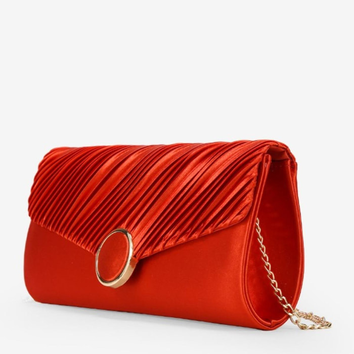 Bolso sobre de fiesta rojo con pliegues