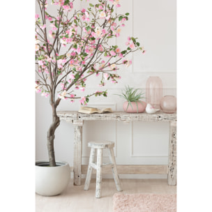 J-Line vase Rond Côtelé - verre - rose - grand - 25 cm de hauteur