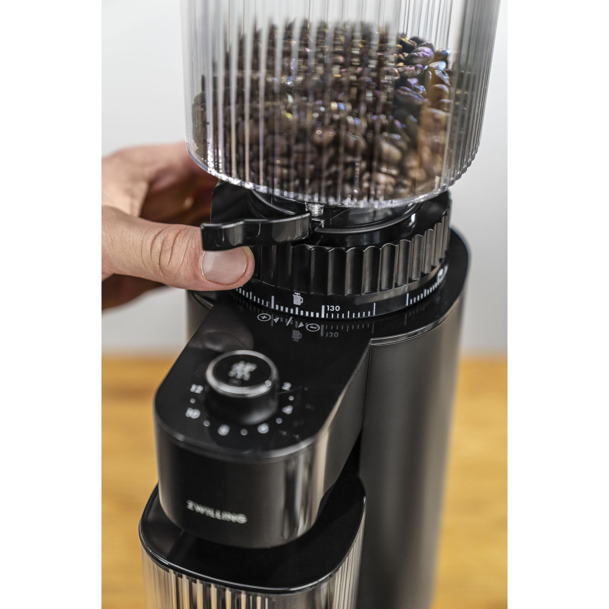 ZWILLING Broyeur à café, Mouture Réglable, 1 à 12 Tasses, Acier Inoxydable, 135W, 220-240V, Prise UE, Noir, série Enfinigy