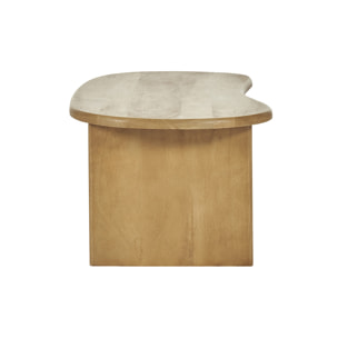 Table basse relevable design haricot avec rangement en bois manguier massif L95 cm KOKOA