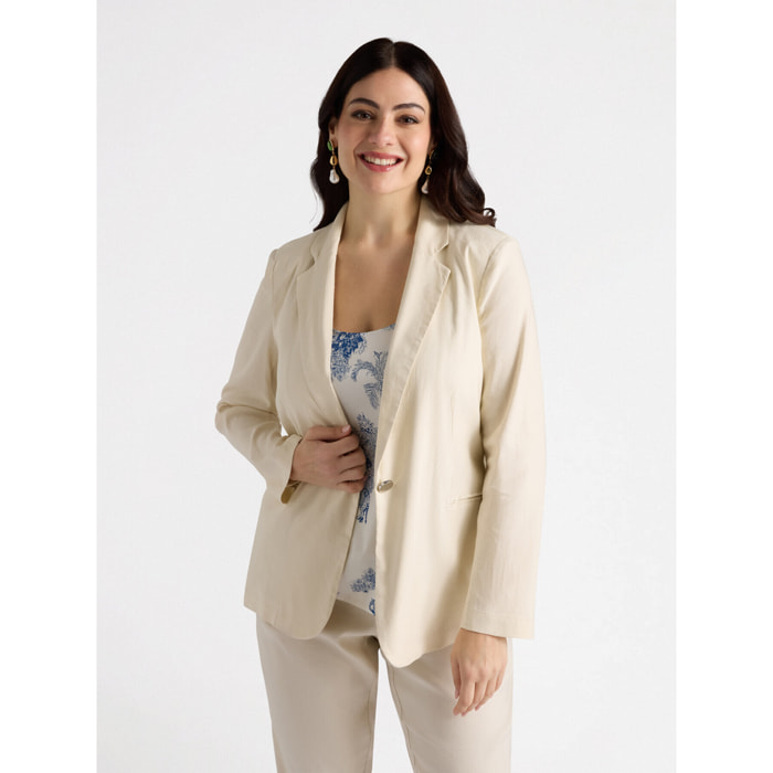 Fiorella Rubino - Americana mezcla de lino elástico - Blanco