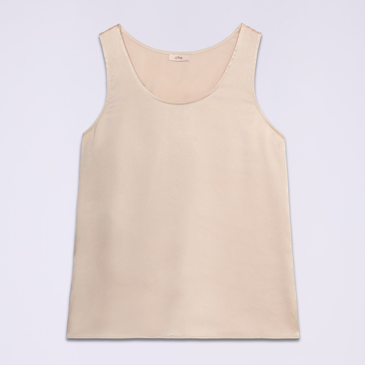 Oltre - Top bimaterial de color liso - Beige