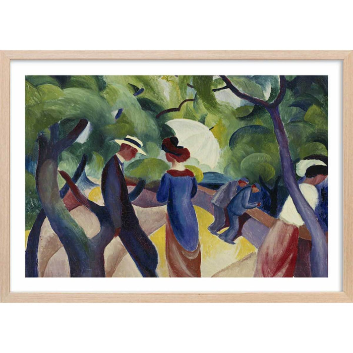 Poster Promenade- Macke August Affiche sous cadre bois