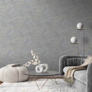 Papier peint effet métal patiné gris anthracite or