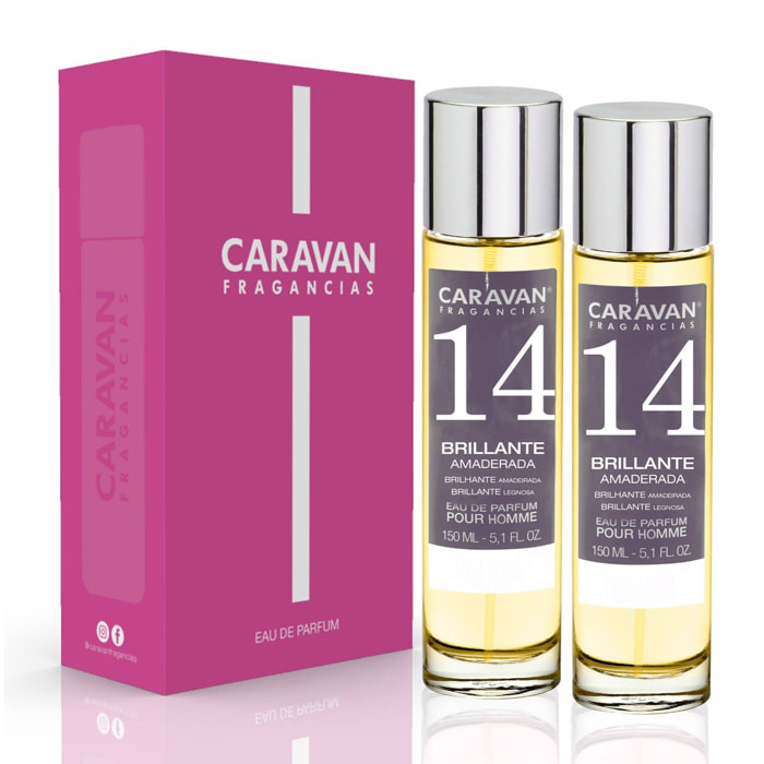 Caravan fragancias - caja de regalo con 2 perfumes nº14 de 150 ml, para hombre