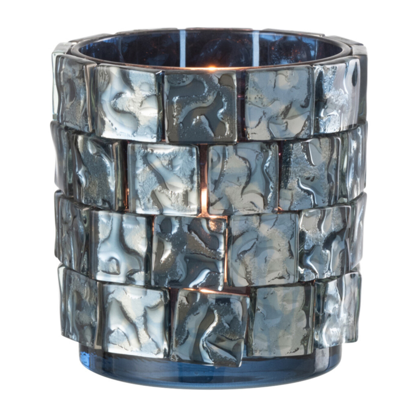 J-Line photophore Carré Mosaïque - verre - bleu foncé - large