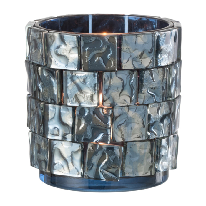 J-Line photophore Carré Mosaïque - verre - bleu foncé - large