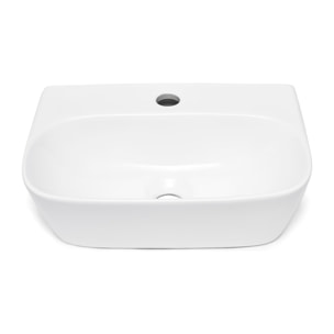 Brevis 43x30x13 cm lavabo suspendu en céramique, sans trop-plein, blanc + mitigeur lavabo Roca Arola (A5A326SATBRE4330R)