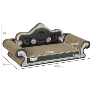 Rascador Cartón para Gatos en Forma de Sofá 2 en 1 Rascador para Gatos Sofá para Gatos con Catnip para Interior 56,5x24x26 cm Marrón