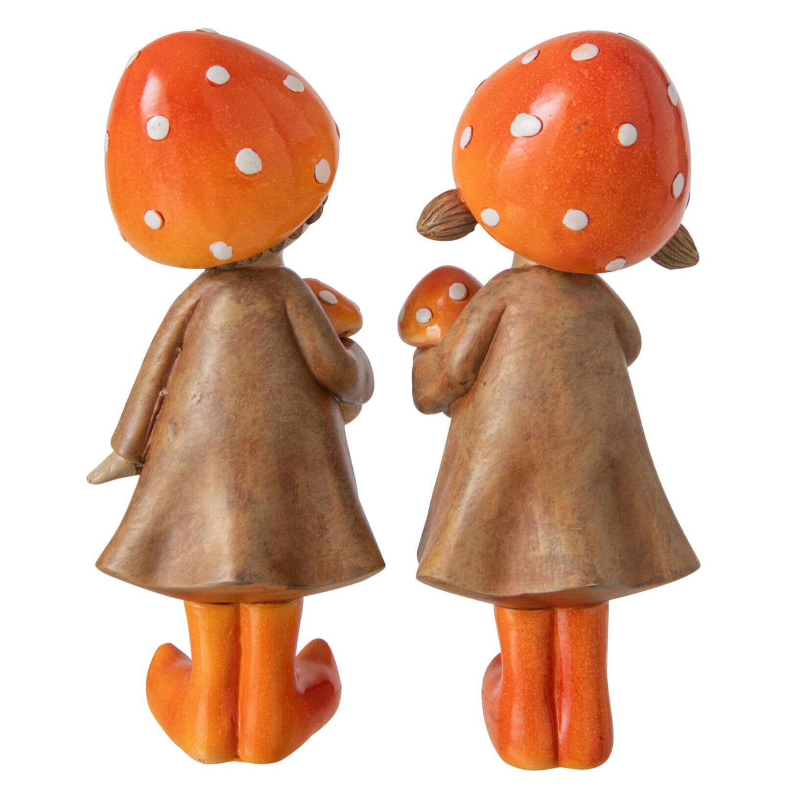 J-Line Garçon et fille champignon - polyrésine - beige/orange - large - assortiment de 2