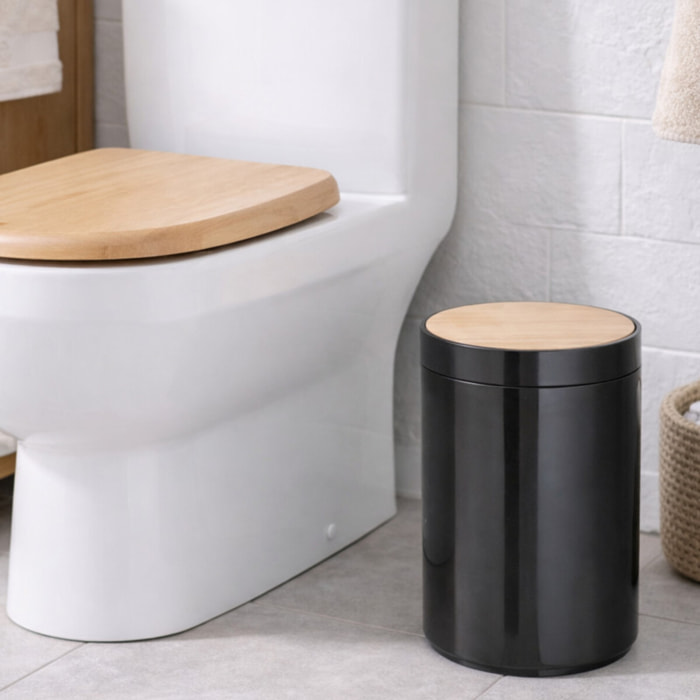 poubelle à  bascule PP & Bambou OSLO 5L Noir MSV