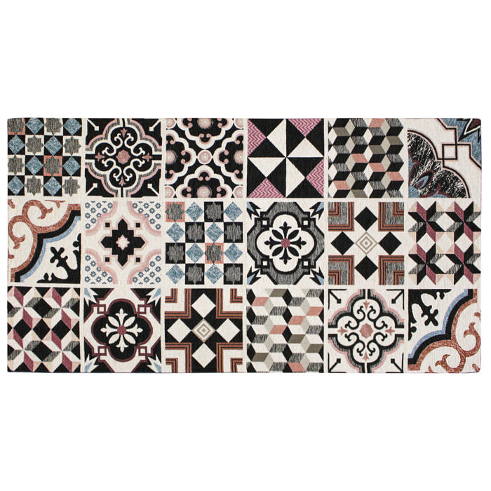 TAPPETO ARREDO MAIOLICHE NERO CON FONDO ANTISCIVOLO