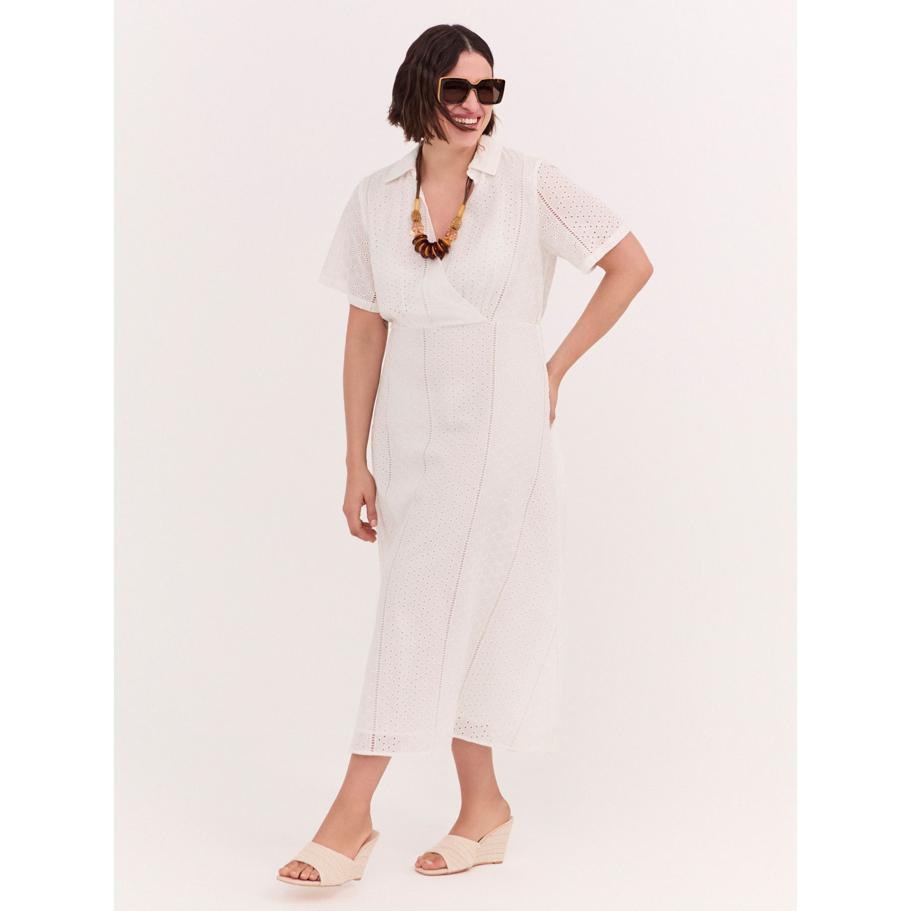 Fiorella Rubino - Vestido línea griega DREAM en sangallo - Blanco