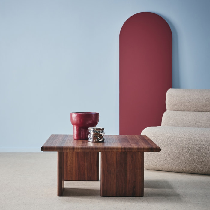 Table basse carré effet noyer 80 x 80cm