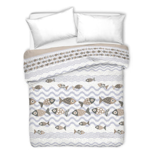Copriletto di cotone pesciolini beige