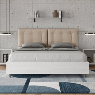 Letto senza rete 160x200 cuscinatura similpelle tortora Egos Annalisa