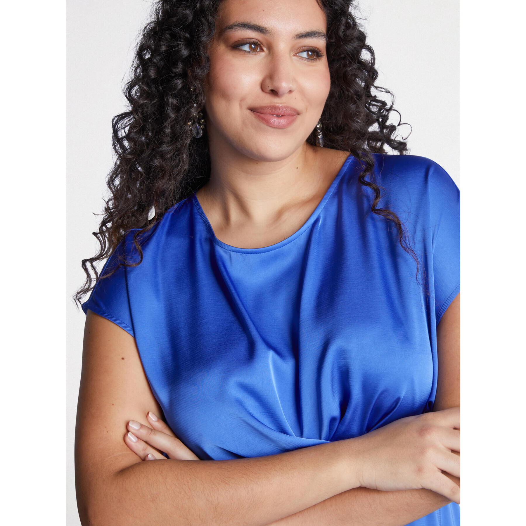 Fiorella Rubino - Vestido de raso con drapeado - Azul