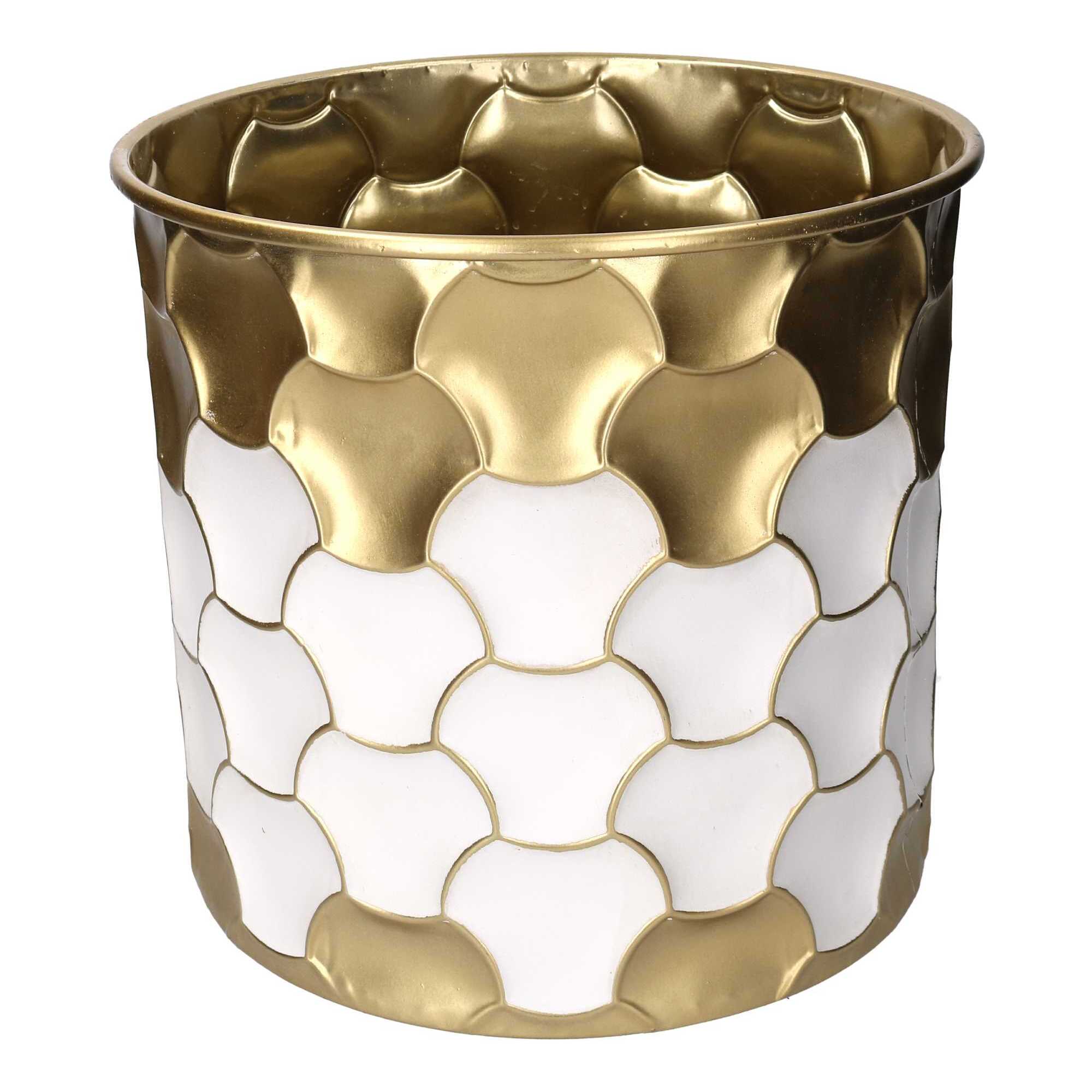 Set portavaso in metallo oro e bianco tondo