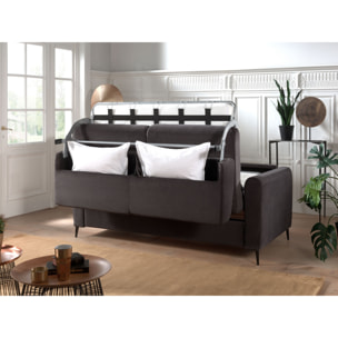 Owen - canapé 3 places convertible - couchage quotidien - matelas 12 cm - en velours - Gris foncé