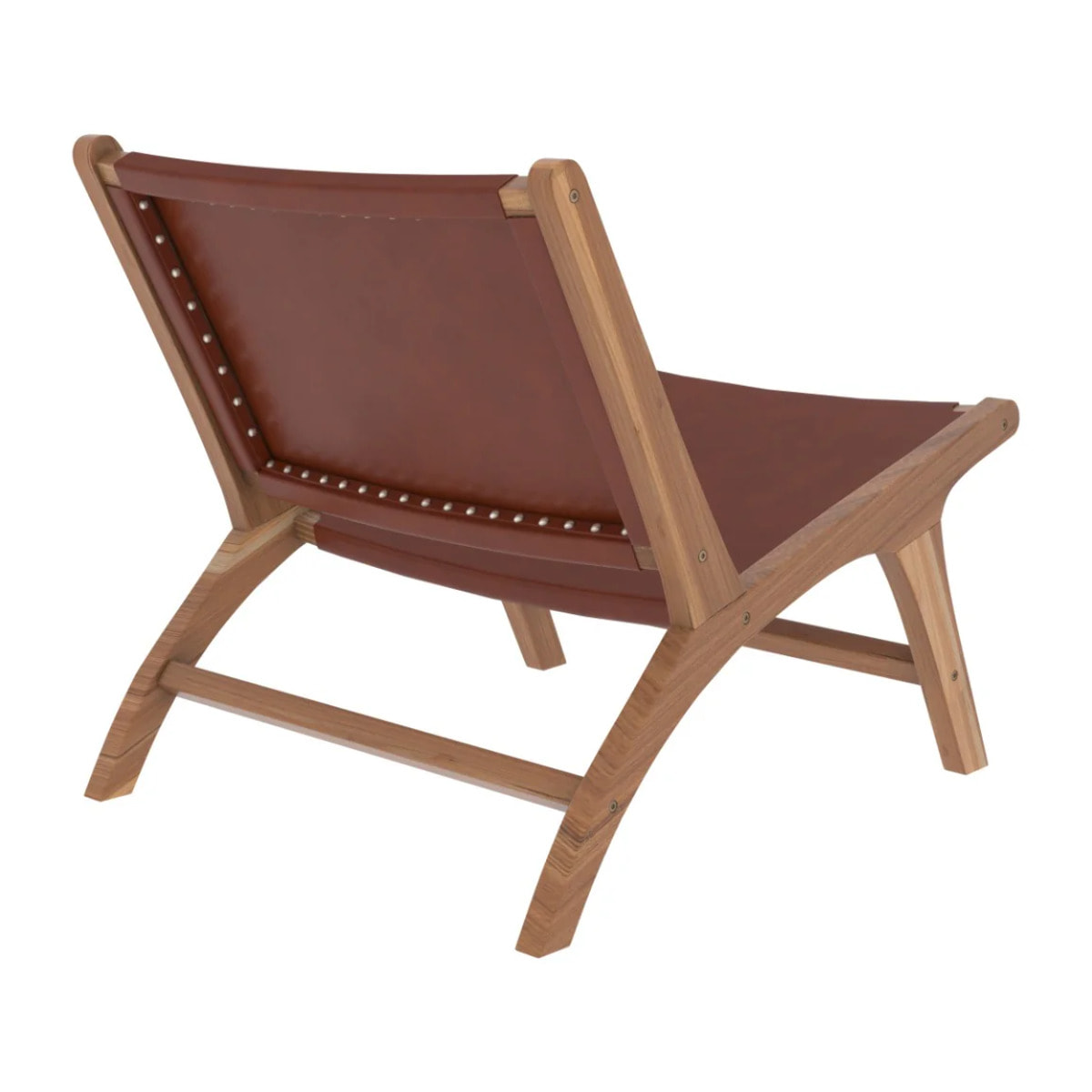 Fauteuil  en teck et cuir lisse marron - Kuna