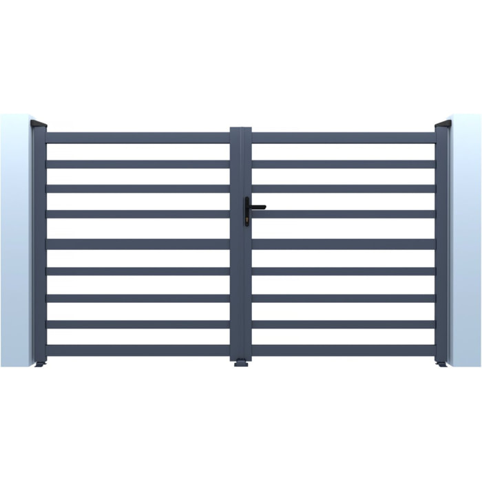 Portail aluminium ajouré "Martin" - 340 x 180 cm - Gris