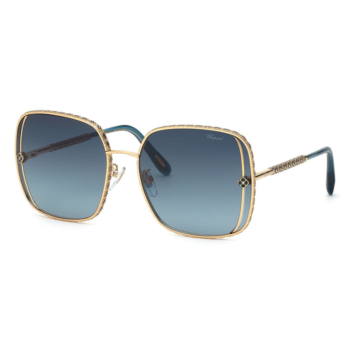 Chopard - lunettes de soleil - doré - Couleur des verres : bleu - indice solaire : cat. 3