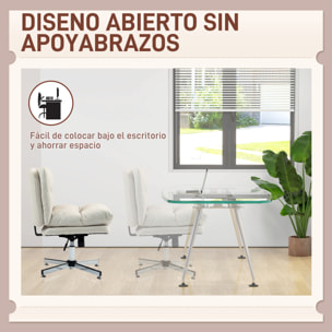 Silla de Escritorio sin Brazos Silla de Oficina con Altura Ajustable Función de Basculante Base Cruzada y Asiento Amplio Silla para Estudio Dormitorio Gris Claro