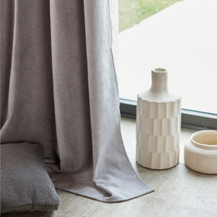 Rideau thermique phonique et semi occultant à galons fronceurs KONFOR - Gris Perle