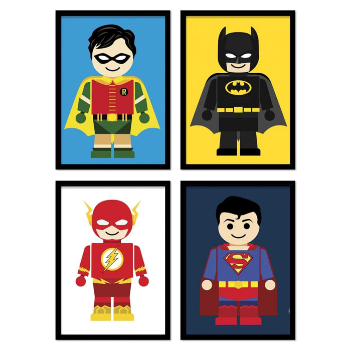 4 Art-Posters 20 x 30 cm - Pack DC Comics Super-Heroes Toys - Rafa Gomes - 20 x 30 cm