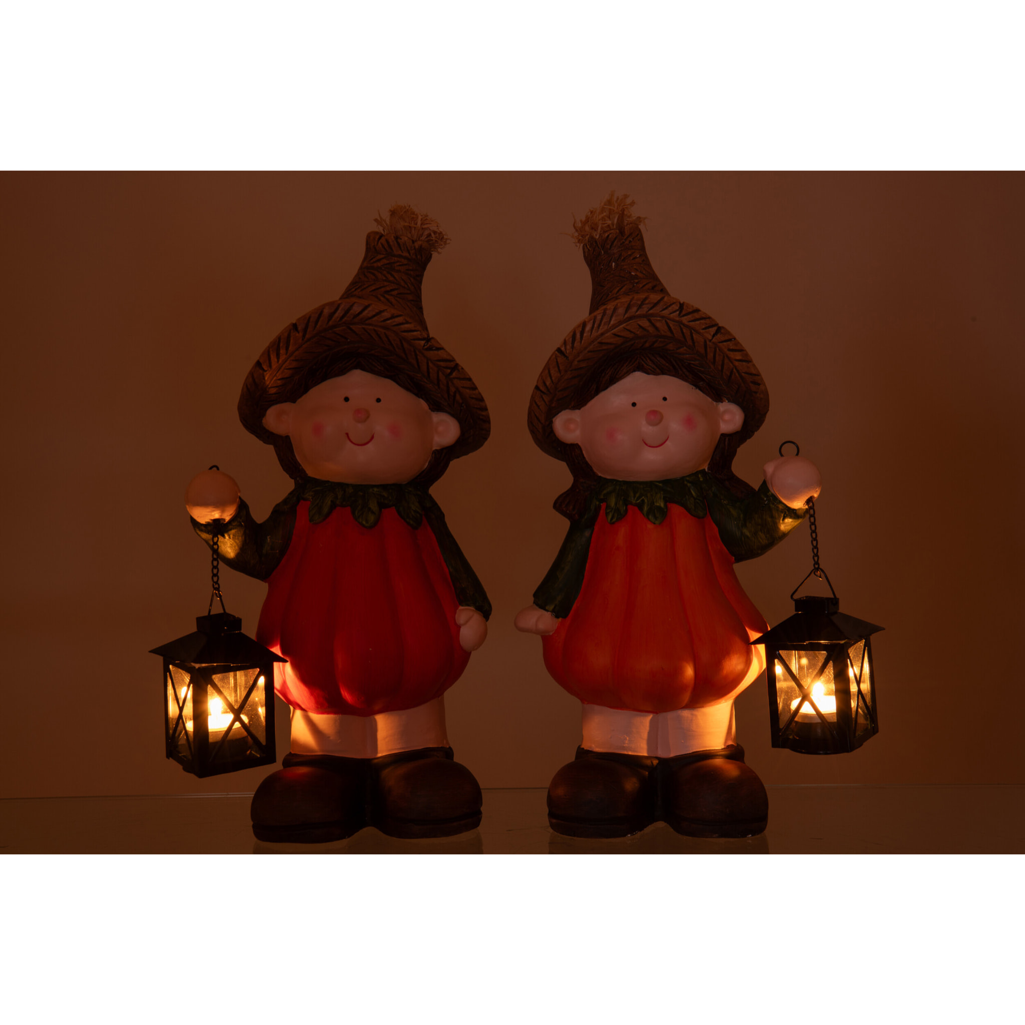 J-Line figurine Enfant Citrouille - céramique - orange - 2 pcs