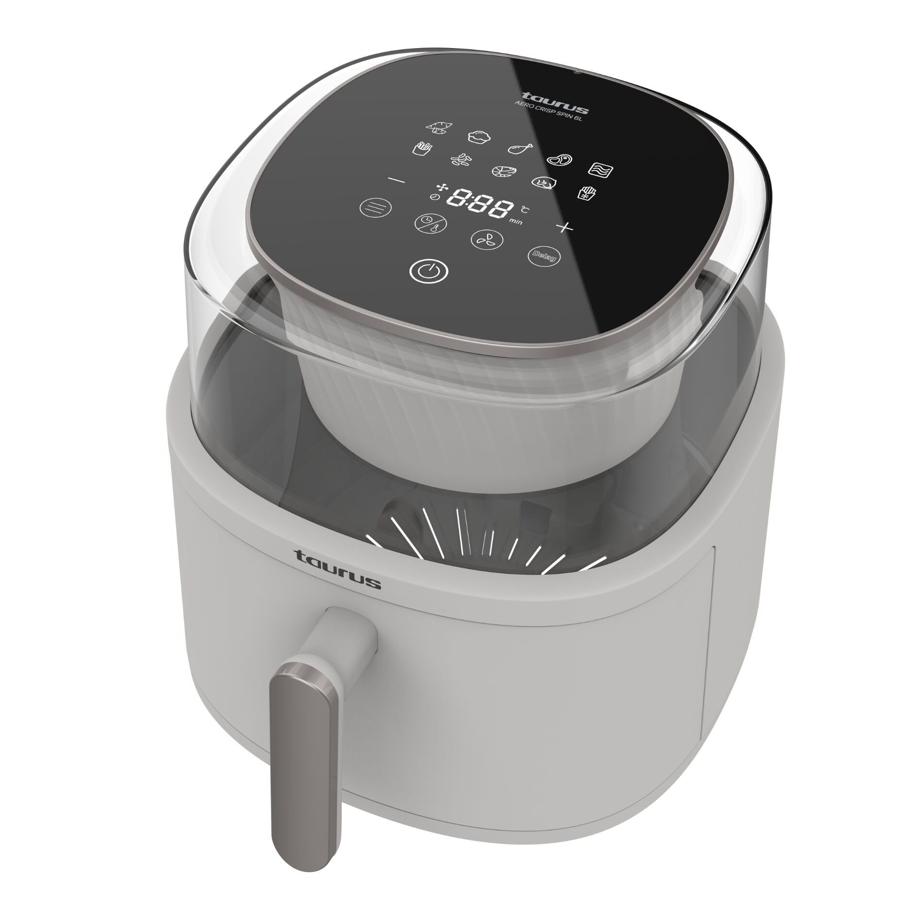Freidora De Aire Sin Aceite 6L | 1.550W | 10 Menús Predefinidos | Ventana 360º | Auto Remover Function | Temporizador Digital 60' | Air Fryer Con Temperatura Ajustable - Taurus