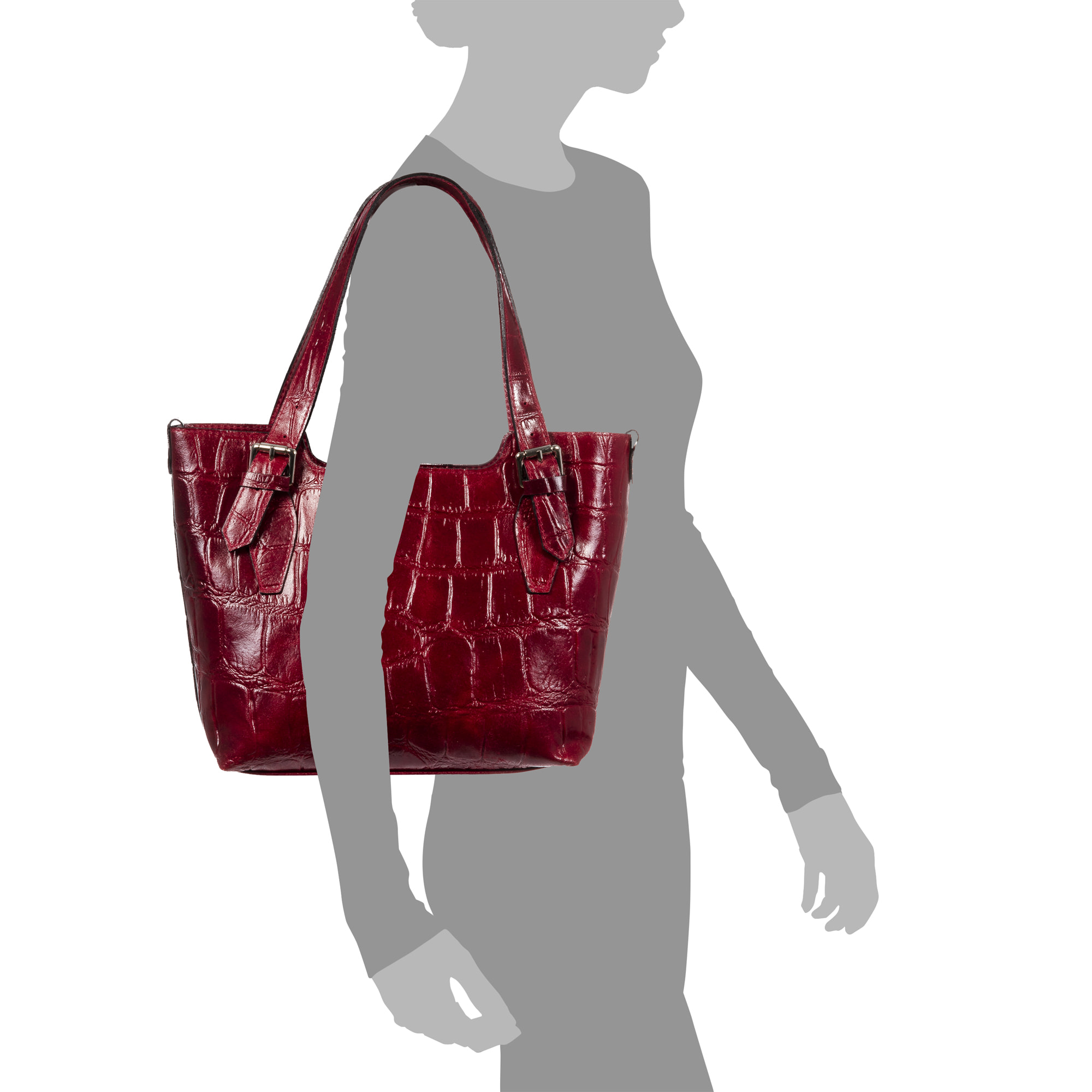 Arezzo Bolso tote Mujer.Piel auténtica Gamuza Grabado Cocodrilo Grande  Camoscio