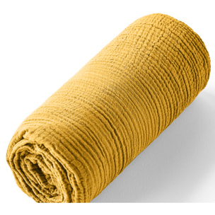 Drap Housse - Bonnet:30cm 100% gaze De Coton Safran Mineral